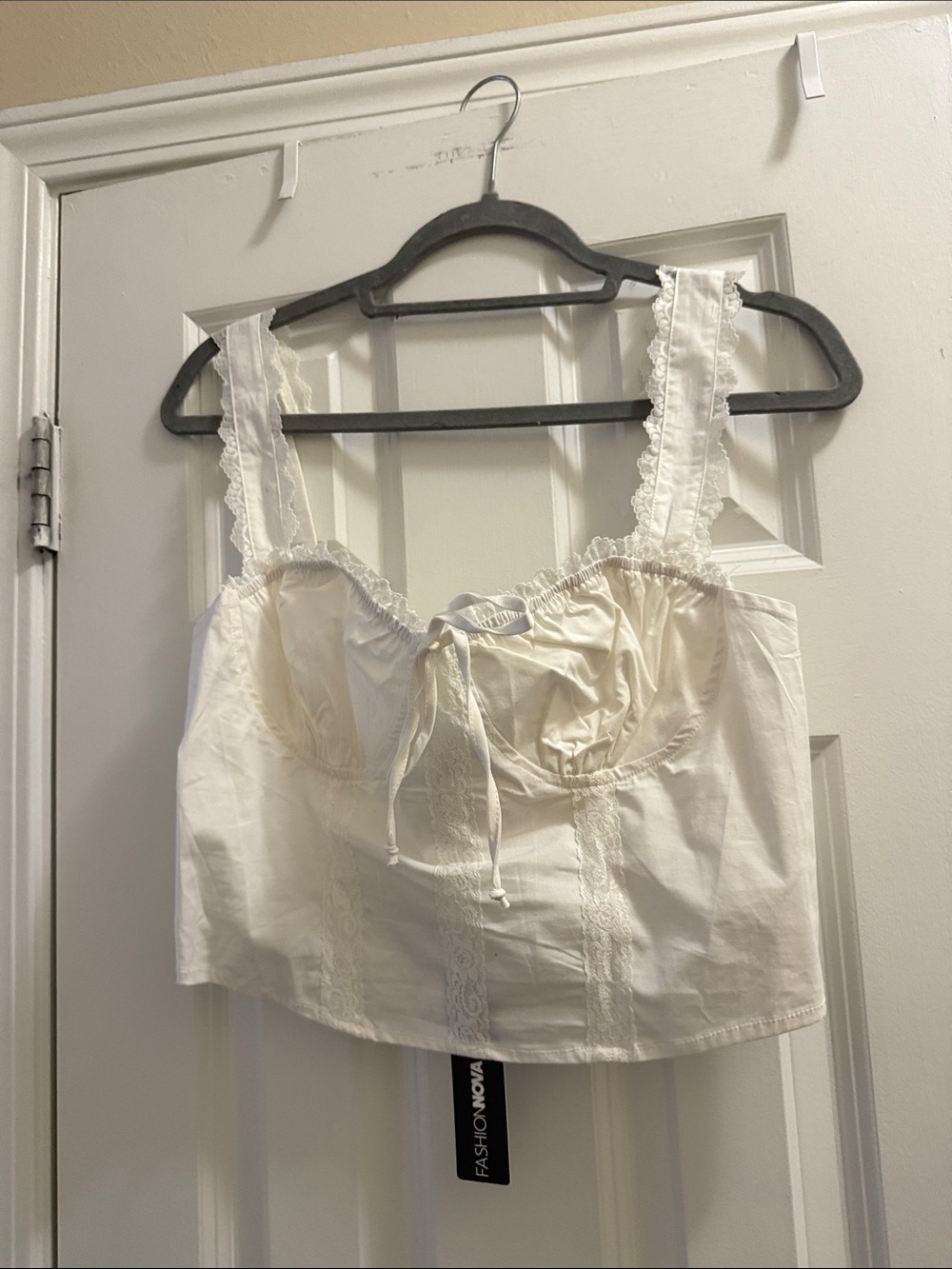 Fashion Nova White Lace Corset Crop Top
